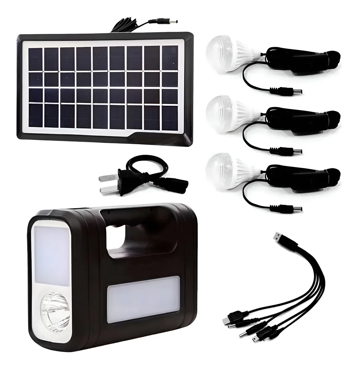 Panel Solar Tres Bombillos Linterna Led